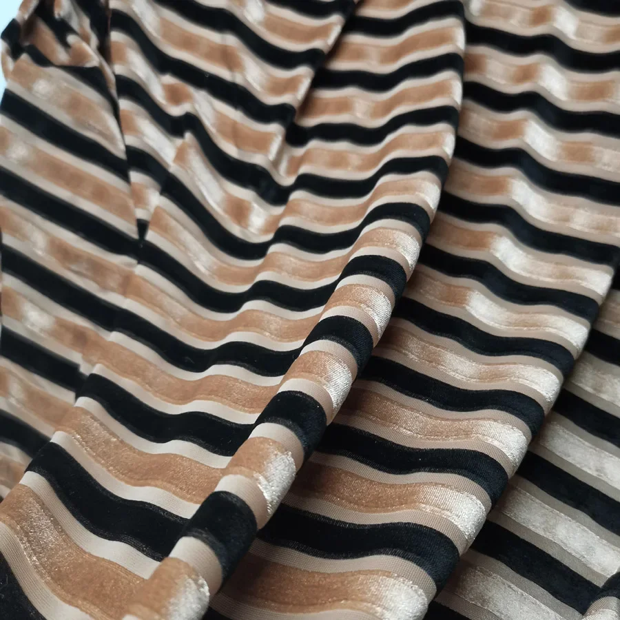 Qualified Velvet Fabric 2 tone Stripe Dress Trousers Stretchy Fabric shirt Clothes Soft Velvet Home Textile