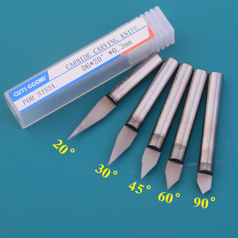 

V Shape Tip Carbide Carving Cutter 20/30/45/60/90 Degrees 3.175mm 4mm 6mm Shank PCB 3D Milling Cutter Machine Engraving Bits