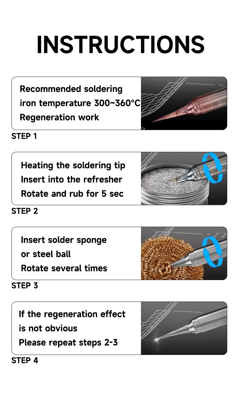Mechanic QR12 Soldering Tip Refresher Non-stick Quick Fix Black Remove Tin Solder Cream Clean Paste Oxide Solder Iron Tip Repair