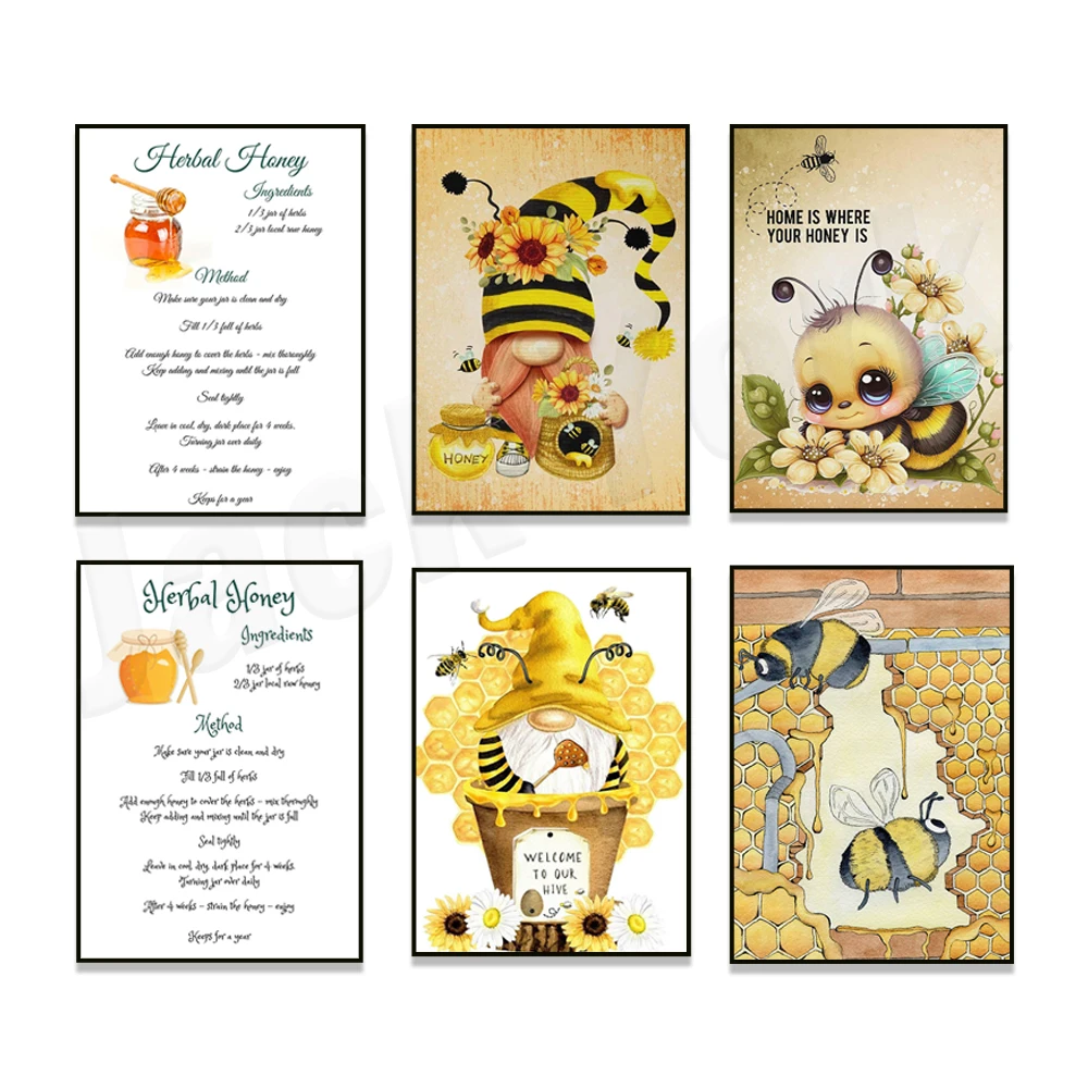 Herbal Wellness Recipes - Herbal honey recipe poster, bee well