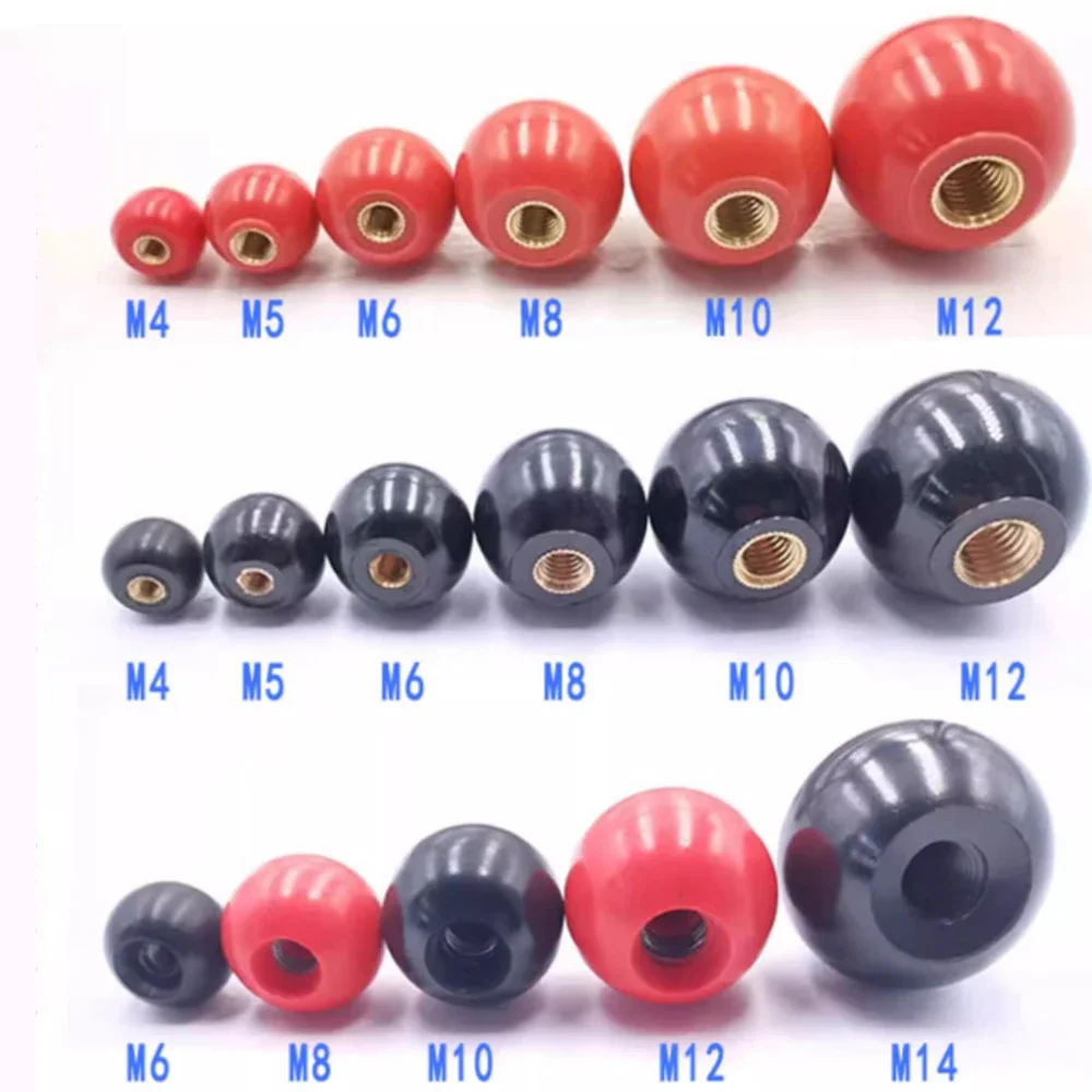 

1Pcs Black Red Copper Core /Bakelite Core/Iron Core Ball Lever Knob Machine Tool Replacement Round Handle M4 M5 M6 M8 M10 M12