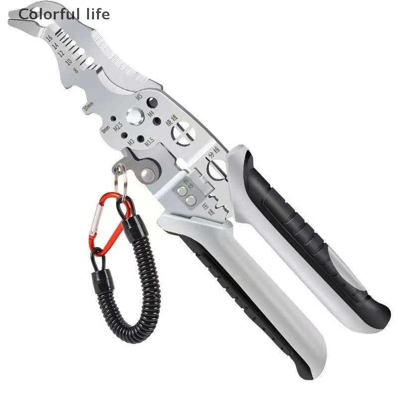 Professional Electrician Pliers Crimping Tool Wire Crimper Cutter Wiring Tools Hand Tool Multi-function Wire Stripper With Elbow