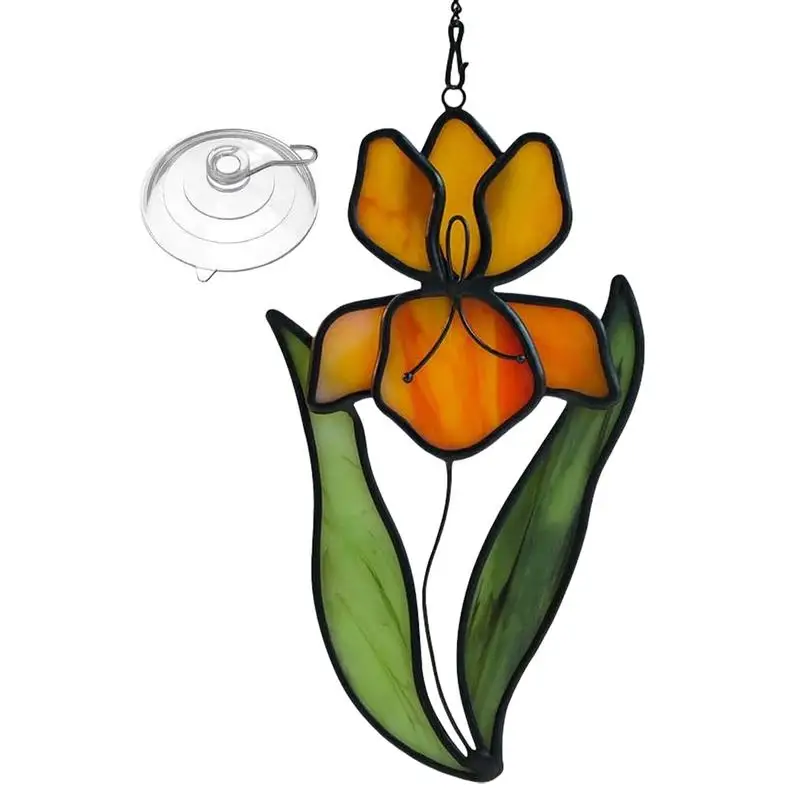 

Витражный акриловый Ловец Солнца, красочный цветочный Ловец Солнца, витражные художественные панели, декоративная подвеска в стиле природы, домашний декор для