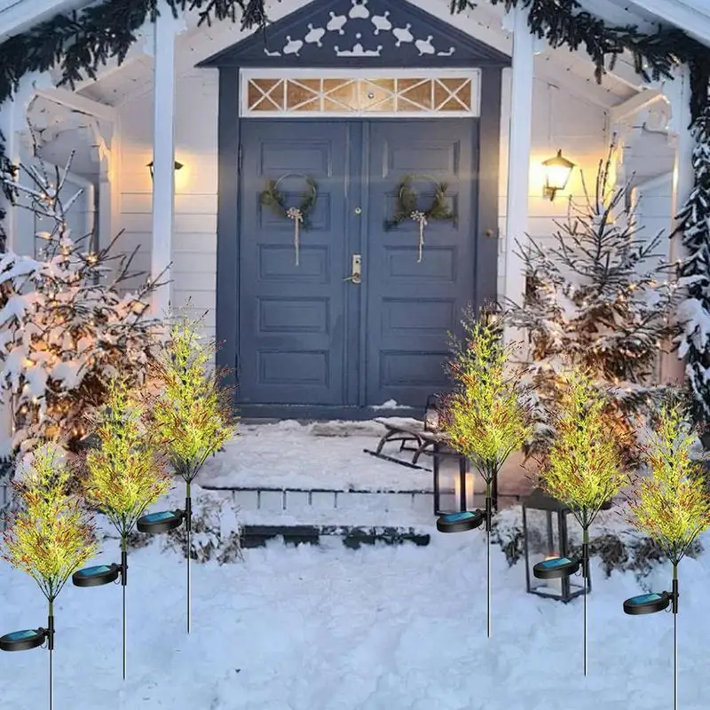 Kerstboom op zonne-energie Buitenverlichting Oplichtende kerstboom Tuinpalen 2x kerstboom op zonne-energie Kerstboom op zonne-energie