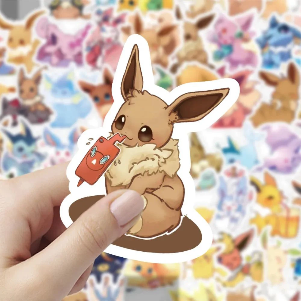 10/30/60pcs Cute Pokemon Anime Eevee Stickers Decals DIY Water Bottle Phone Luggage Fridge Kawaii Cartoon Sticker Decoration Toy