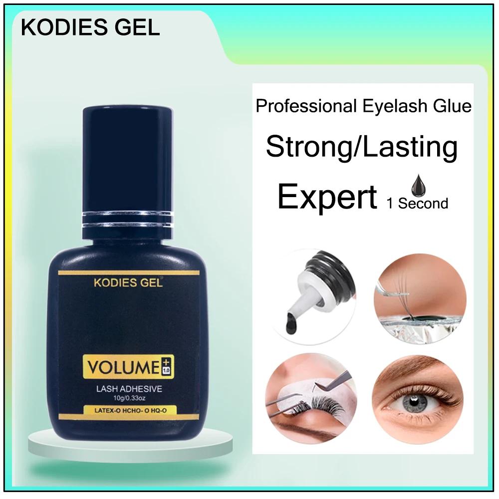 KODIES GEL 10g Eyelash Glue Extensions Professional Eye Lash Glue Supplies 1 Second Dry Adhesive Primer Bonder for Beauty Makeup