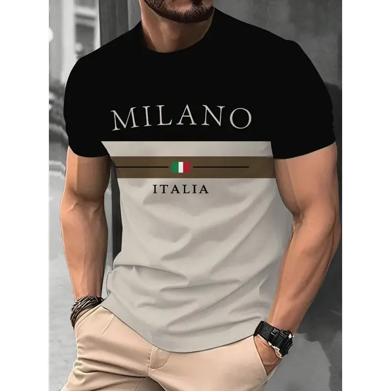 3D Print Crew Neck T-Shirt Polyester Fiber Casual Comfortable round Neck Short Sleeve Full Body Print Men's Tee Fashion Top