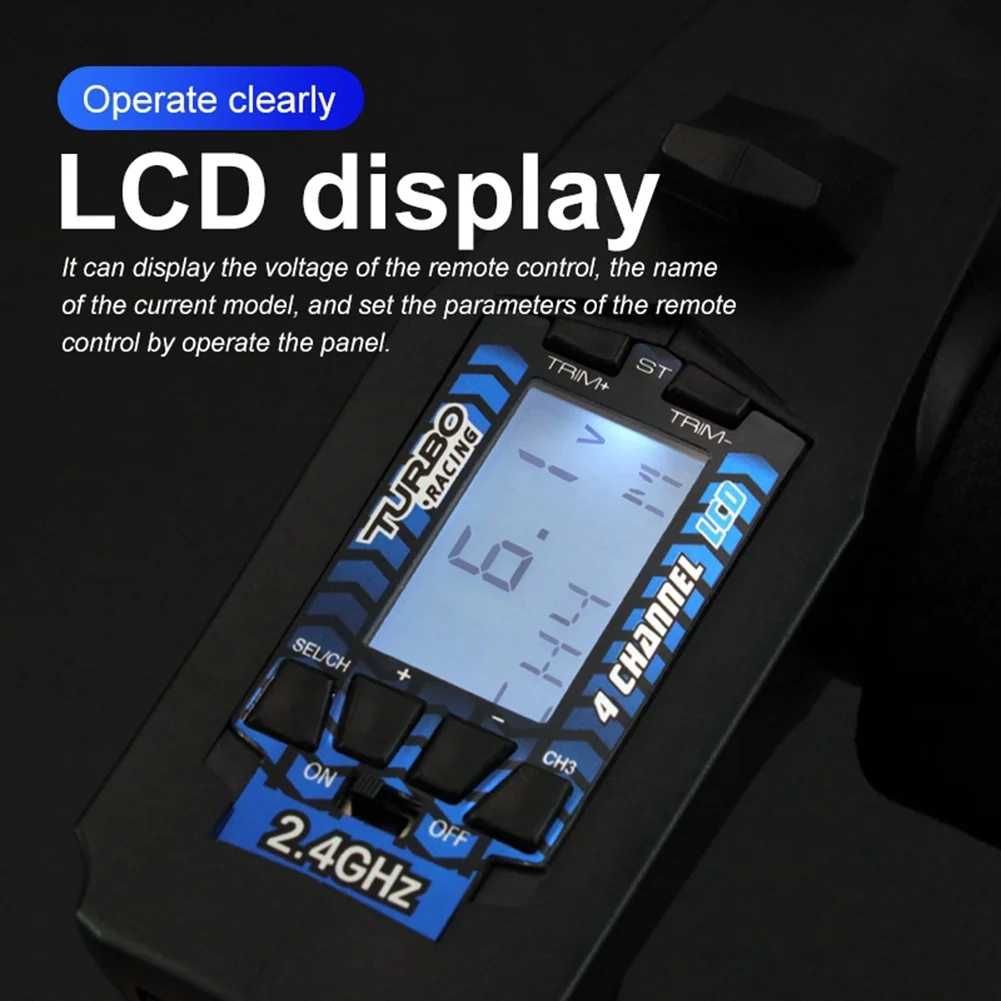New Turbo Racing 2.4G 4CH Remote System Lcd Display Radio Transmitter Remote Control with Receiver for RC Car Auto Boat