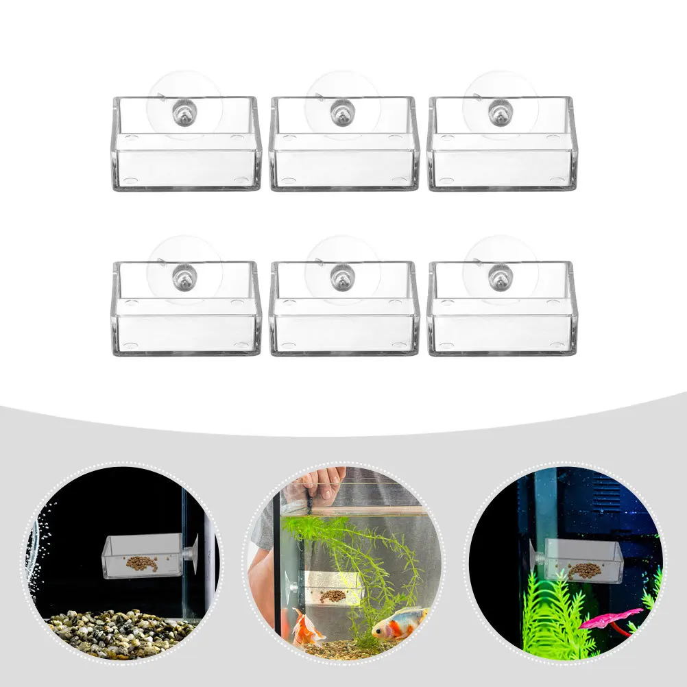 

6Pcs Clear Acrylic Fish Tank Feeding Dish Suction Cups Durable Shrimp Food Holder Reptiles Food Dish Clear Dishes Tray