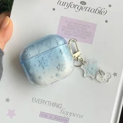 lovely winter snowflake gradient blue tpu headphone cover for airpods 4 2024 new bluetooth earphone case for airpods 1 2 3 pro 2