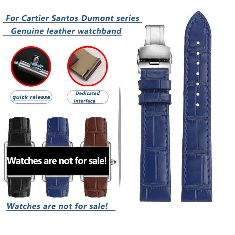 

Быстросъемный ремешок для часов из воловьей кожи 15,5 мм 17,5 мм для часов серии Cartier Santos Dumont, женский черный, синий, коричневый браслет