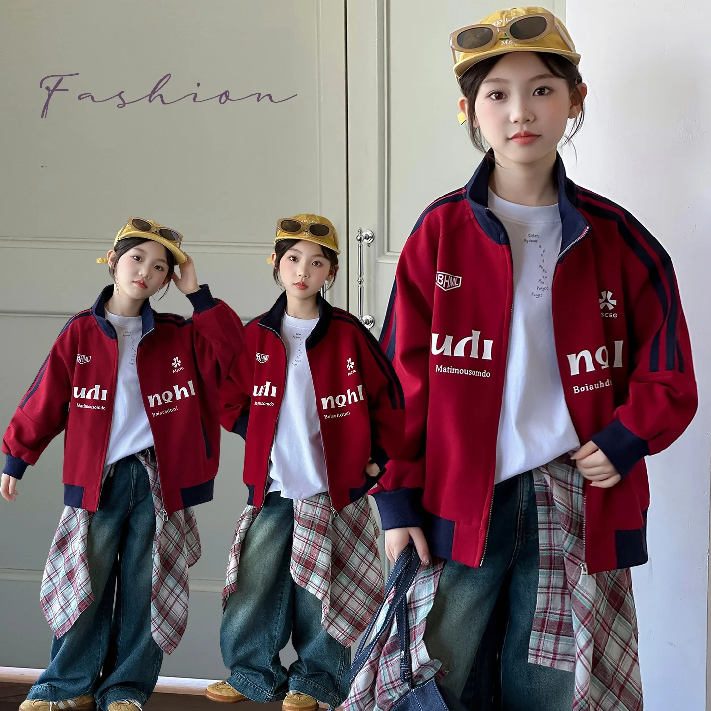 

Kids Baseball Coat Ages 4-14Y Girl Casual Fashion Outfit Toddler Girl Sporty Outwear Child American Style Spring Autumn Jacket