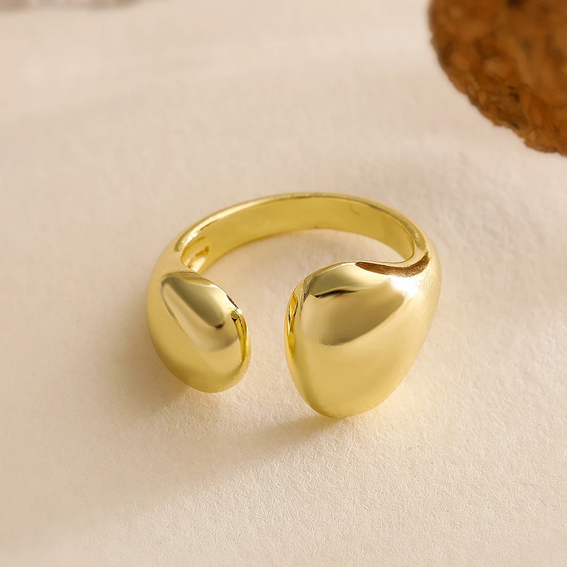 GANPUP Minimalistischer Polierter Verstellbarer Offener Ring für Frauen, Alltagsschmuck, Trendiger Goldfarbener Fingerring, Schmuckgeschenk – Detail 7