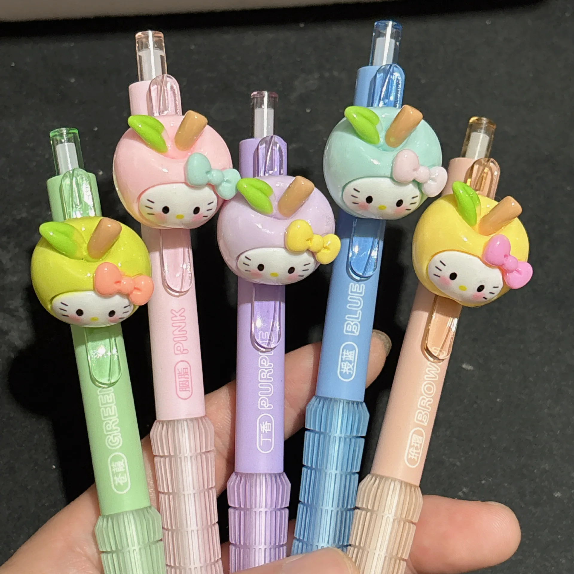 

1/5 New Cartoon Hello Kitty Push-Button Pen Girls' Signature Style -Pen Stationery & School Supplies Student Reward Item