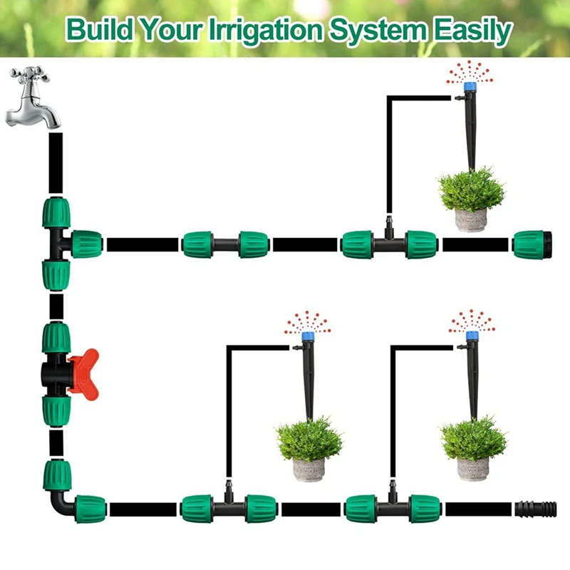 22 Pieces Drip Irrigation Fittings Kit For 1/2 Inch Pipe, Drip Irrigation Pipe Parts For Sprinkler System