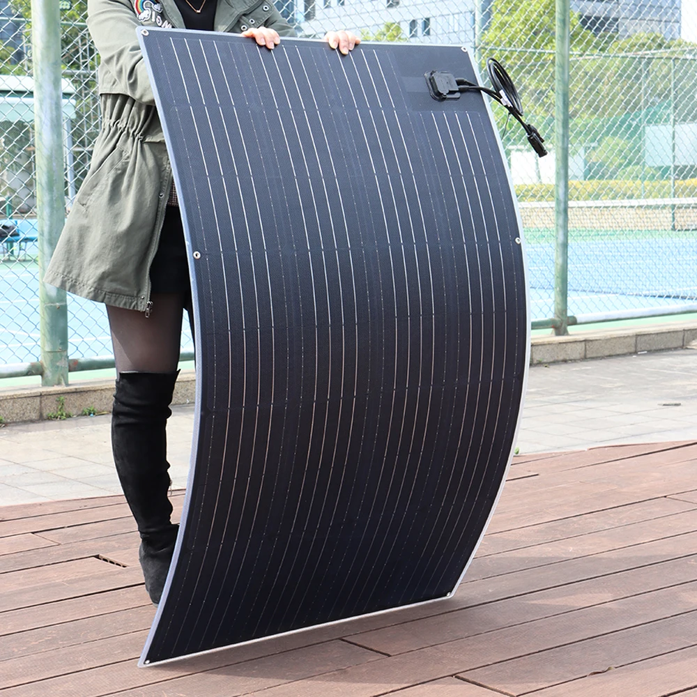 ETFE PET مجموعة اللوحة الشمسية المرنة 12 فولت 400 واط 200 واط 150 واط 100 واط عالية الكفاءة نظام شاحن البطارية الشمسية للمنزل RV قارب تخييم