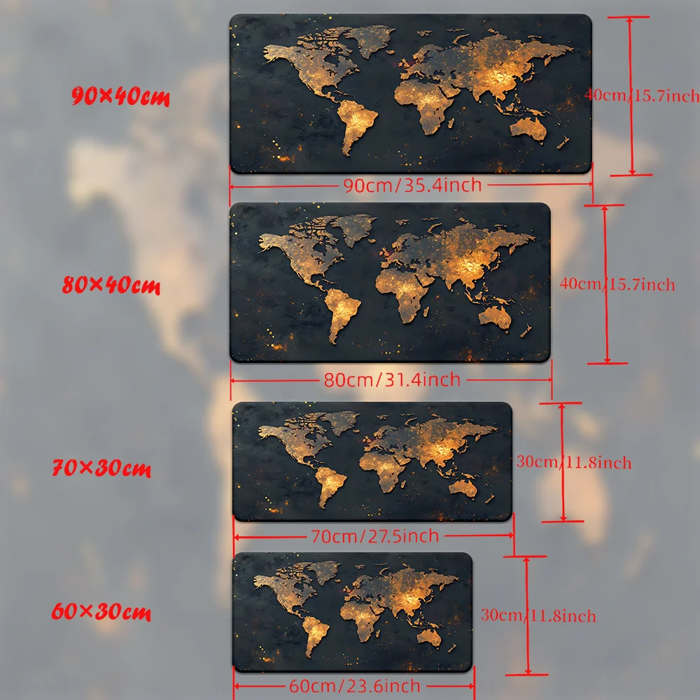 Large Gaming Mouse pad 900x400 World Map Mouse Pad rubber desk mat Non-slip PC laptop Gamer desk accessories table pad carpet