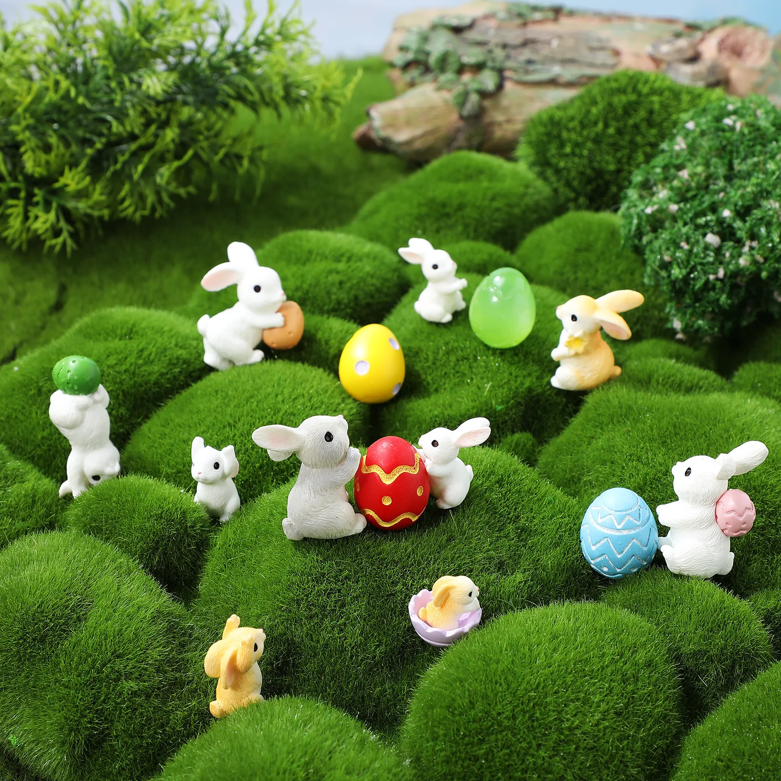 

1Set Easter Bunny Miniature Resin Figures Decorative Tiny Rabbits for Holiday Desktop Decoration Small Animal Ornaments to Hide