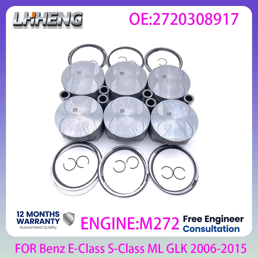 M272 Engine Piston With Rings Assembly For Mercedes Benz 3.5L 3.5 L T V6 GAS M272 E-Class S-Class ML GLK 2006-2015 2720308917