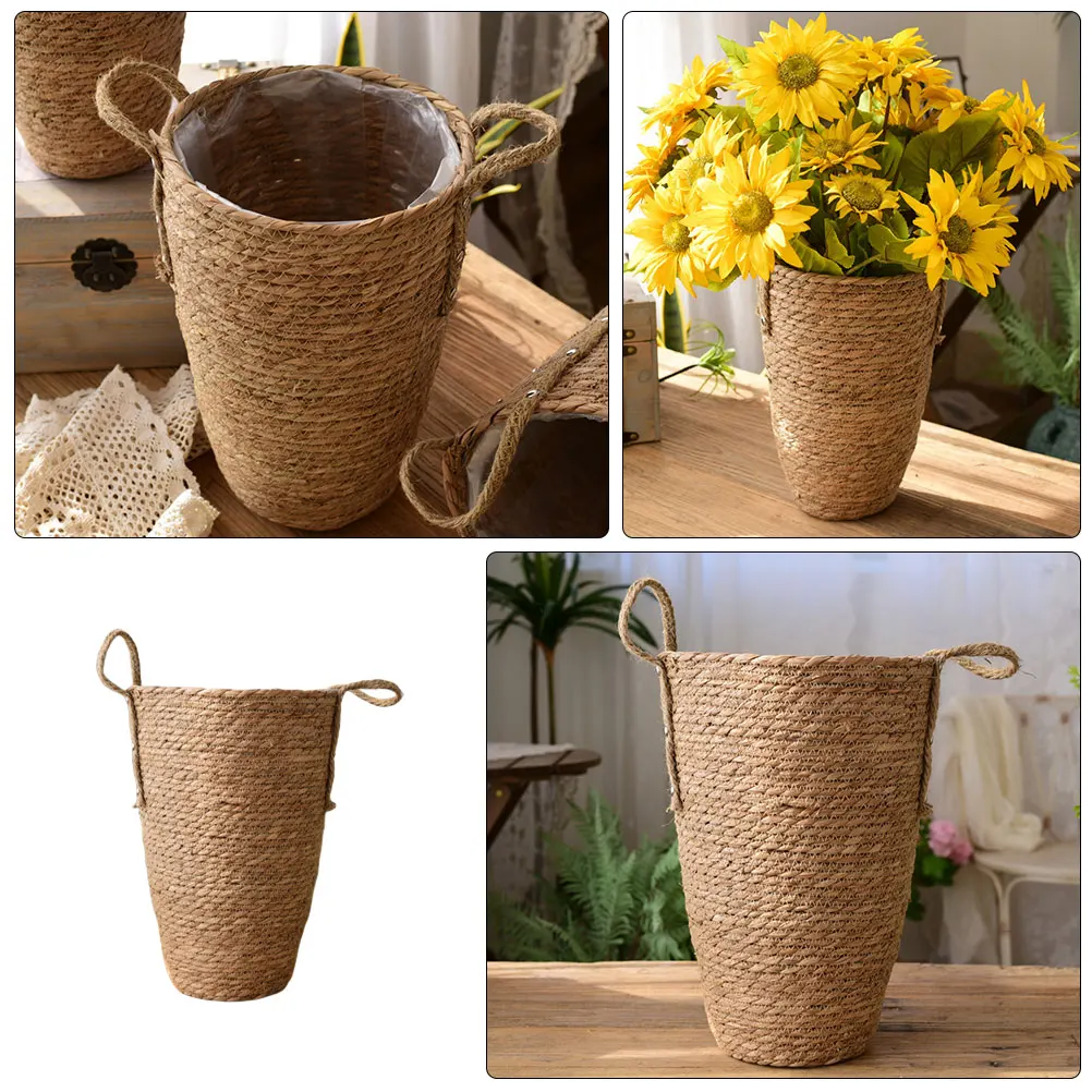 

Woven Flower Pot Decorative Plant Basket Handmade Large Spacious Container for Indoor Outdoor Use Flower Pot Plant Basket