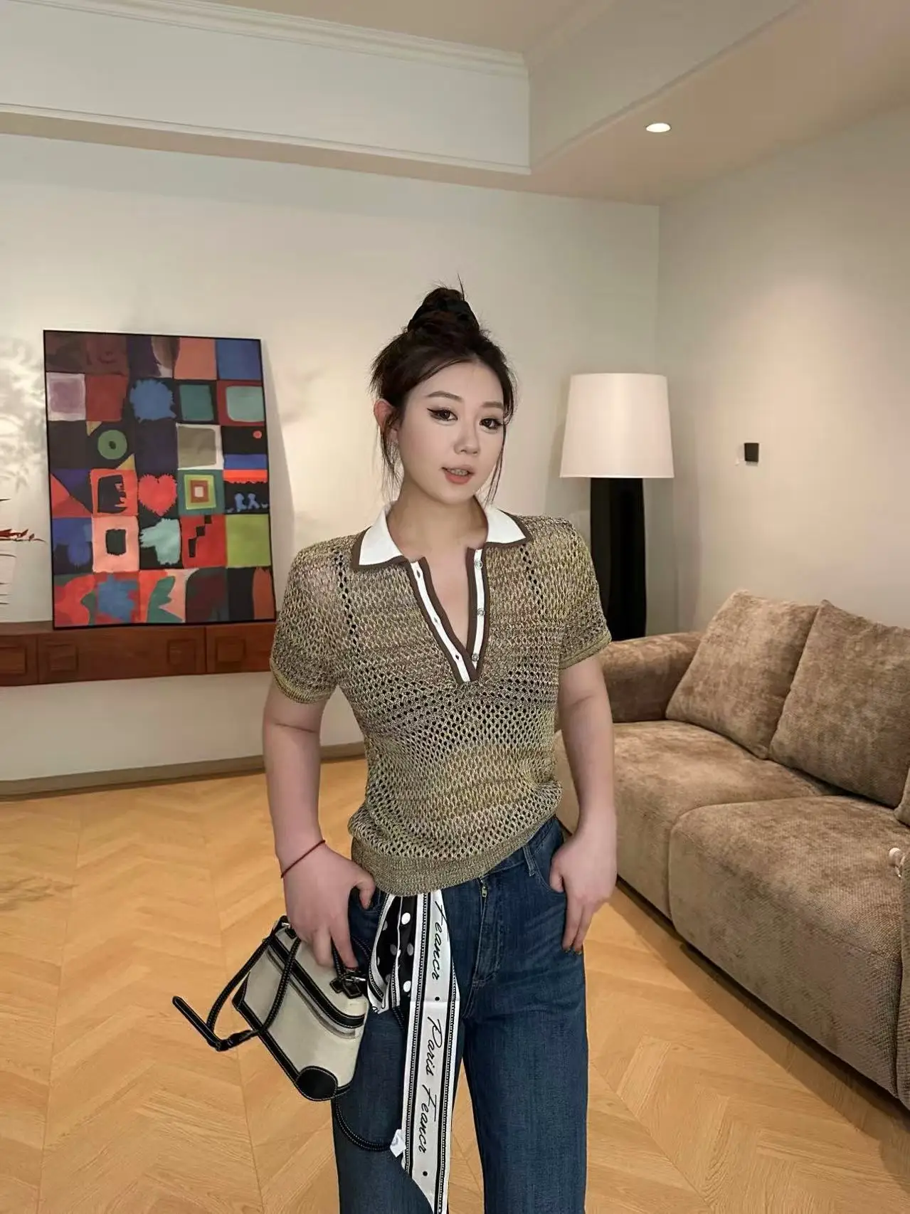 

Qiqi plus Size Women's Ne ort Sve Knitwear Summer Casual Sle Loose Fit Linen Blend Comfortable Breathable Top