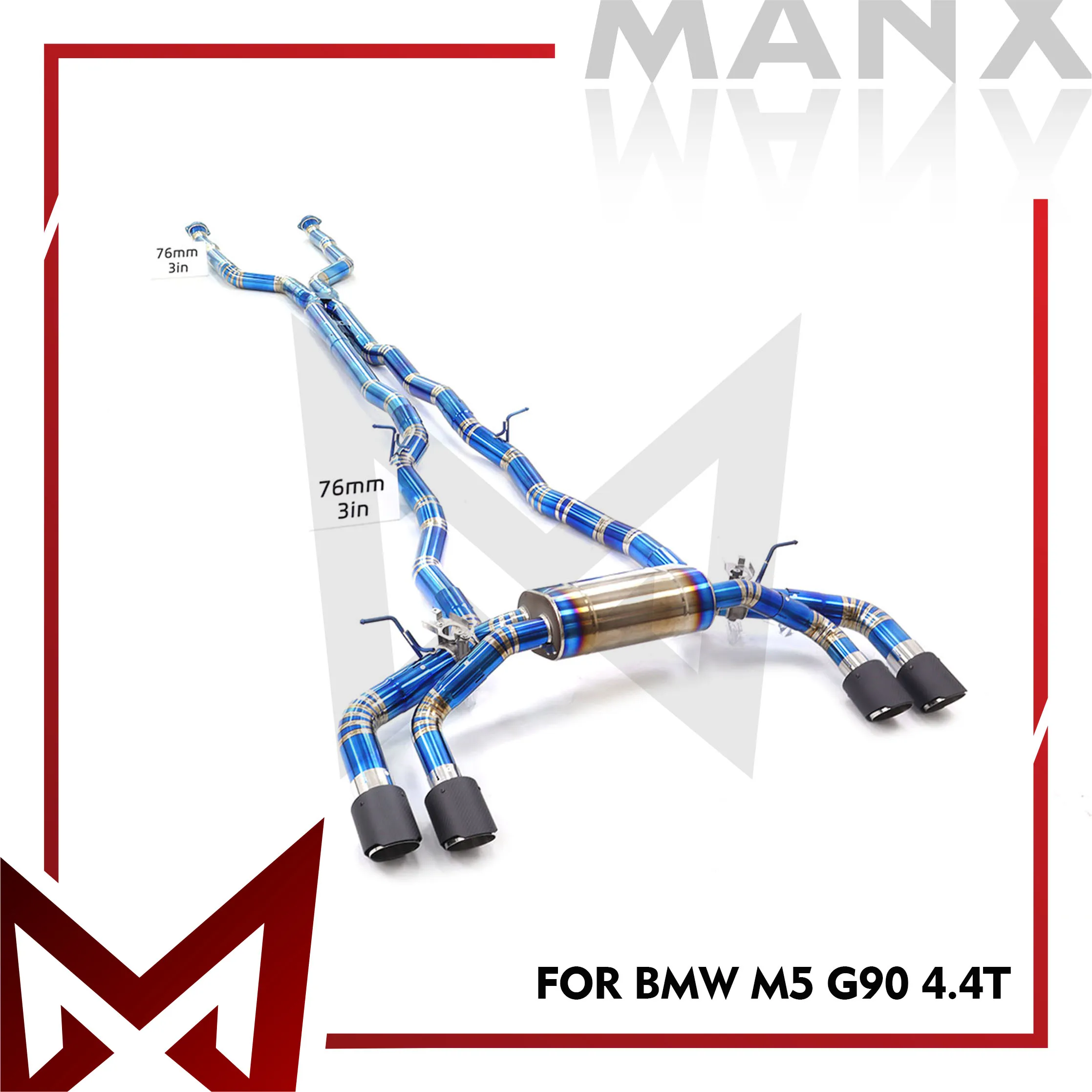 

MANX Catback подходит для BMW M5 G90 4.4T глушитель выхлопной системы с высокой пропускной способностью и OEM-клапаном Ti