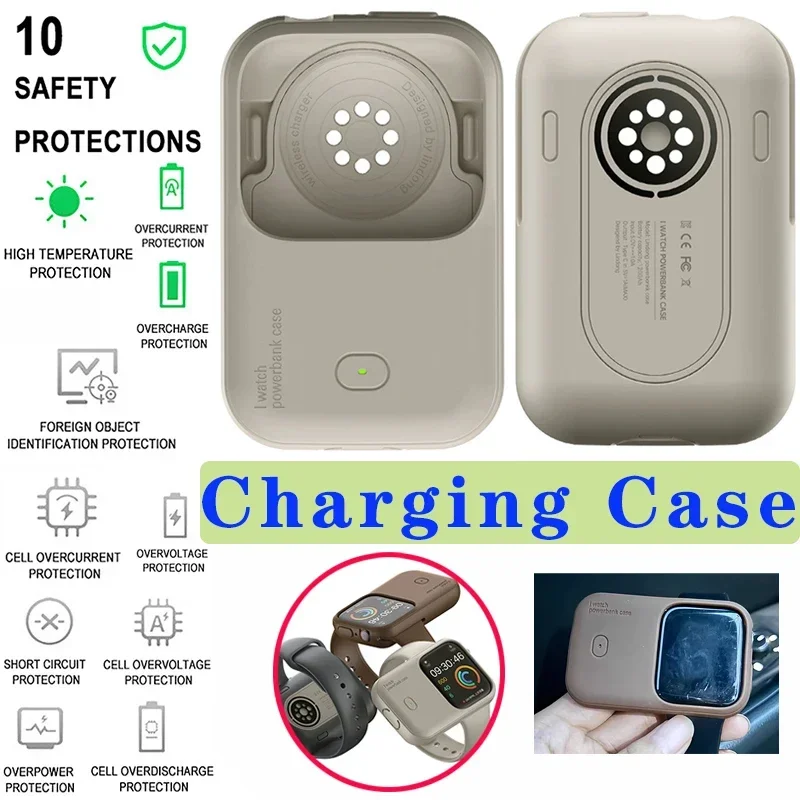 Portable Wireless Charging Case for Apple Watch 1200mAh Powe Bank Device for 44mm 45mm 49mm iWatch Magnetic Fast Charger Box