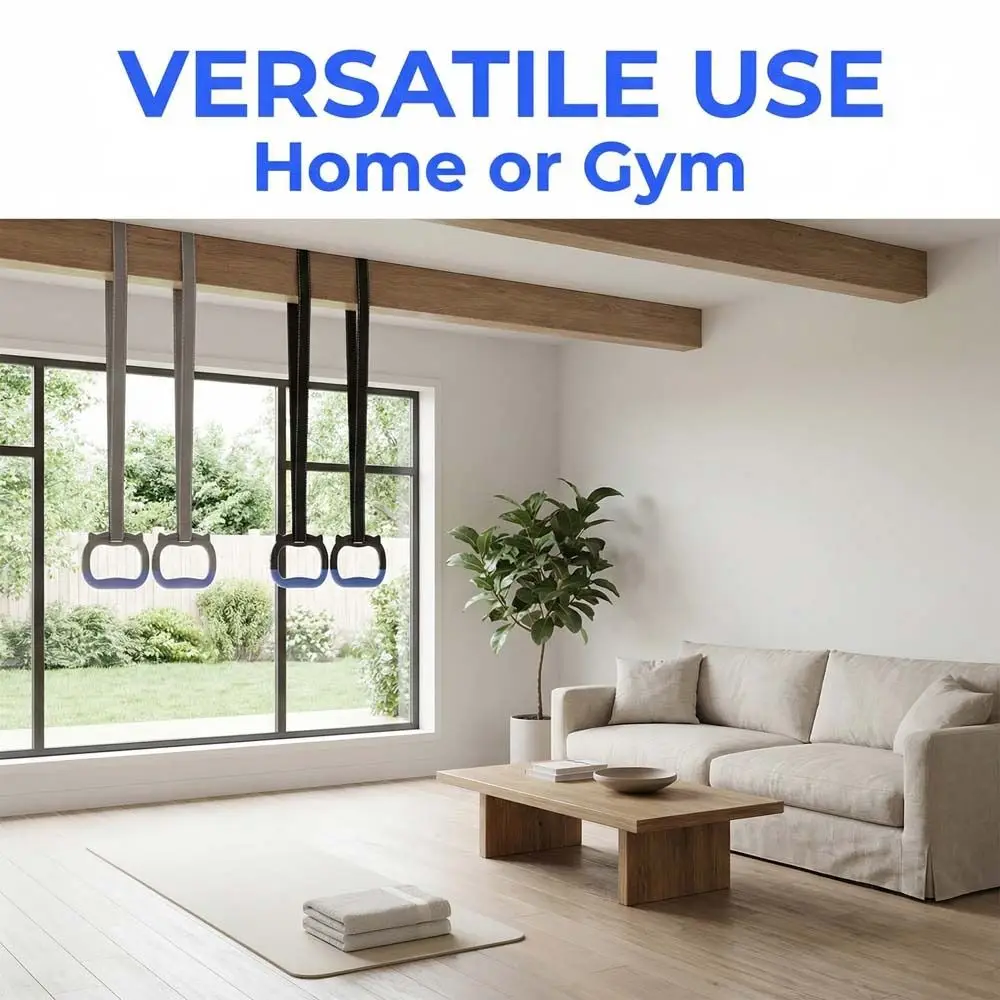With Straps Gymnastic Rings Durable Non-Slip Pull Up Bar Adjustable Straps Comfortable Fitness Exercise Ring Fitness Training