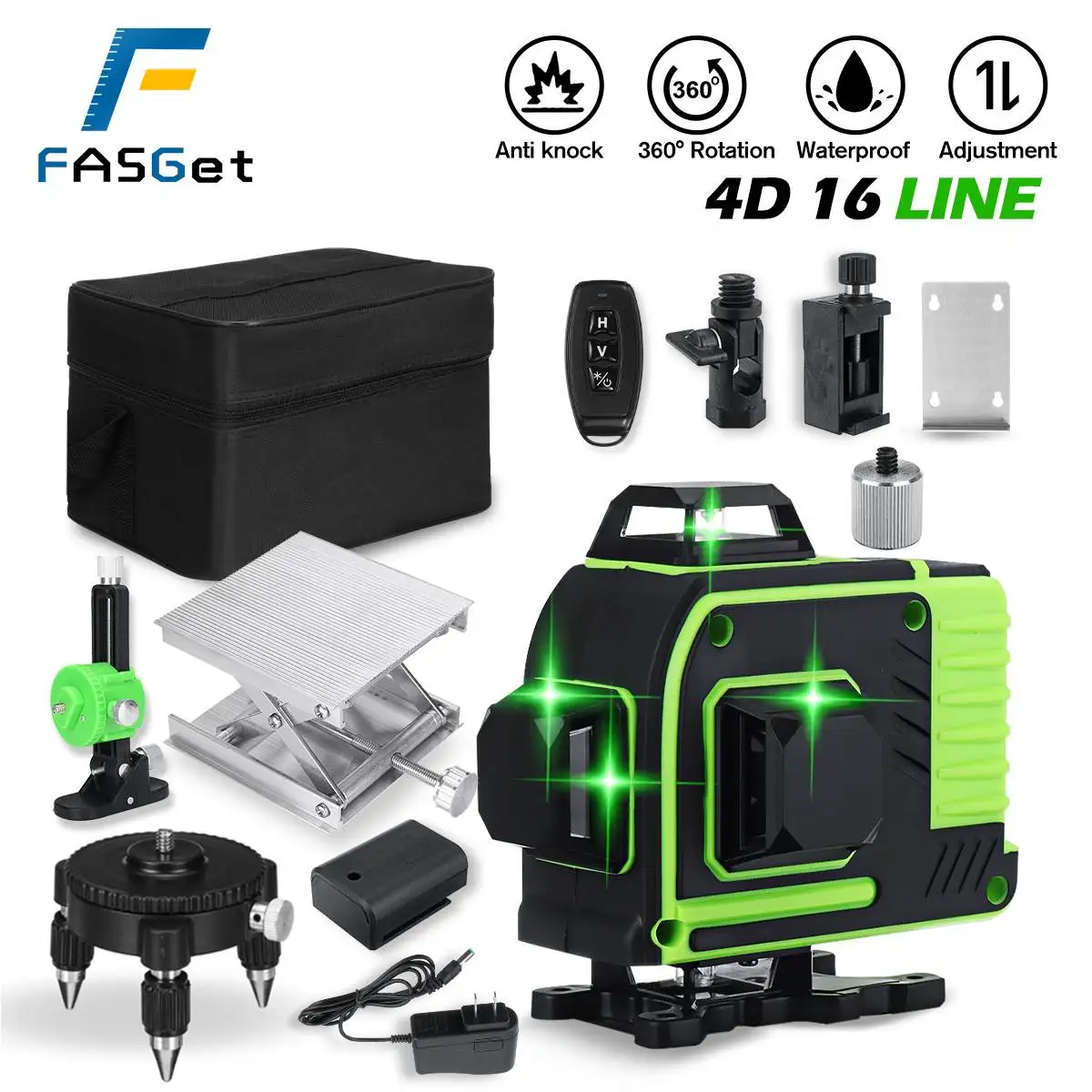 16 Lines 4D Laser Level Self-Leveling 360 Horizontal And Vertical Cross Super Powerful Laser Level Green Beam Line Laser Level