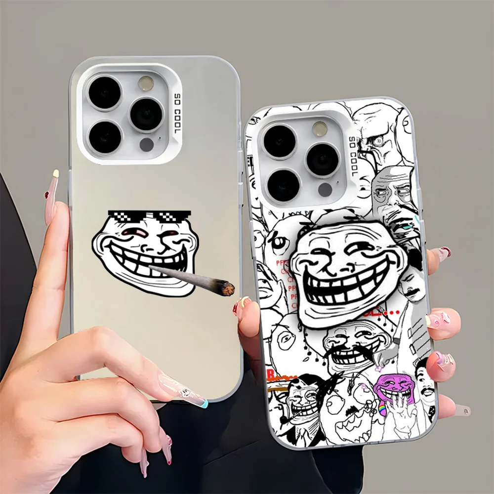 

Funny T-Trollfaces Memes Phone Case For iPhone 16,15,14,13,12,11,Pro,Max,Plus,Mini,XS,SE Anti Fall Gray Silver Matte Hard Bumper