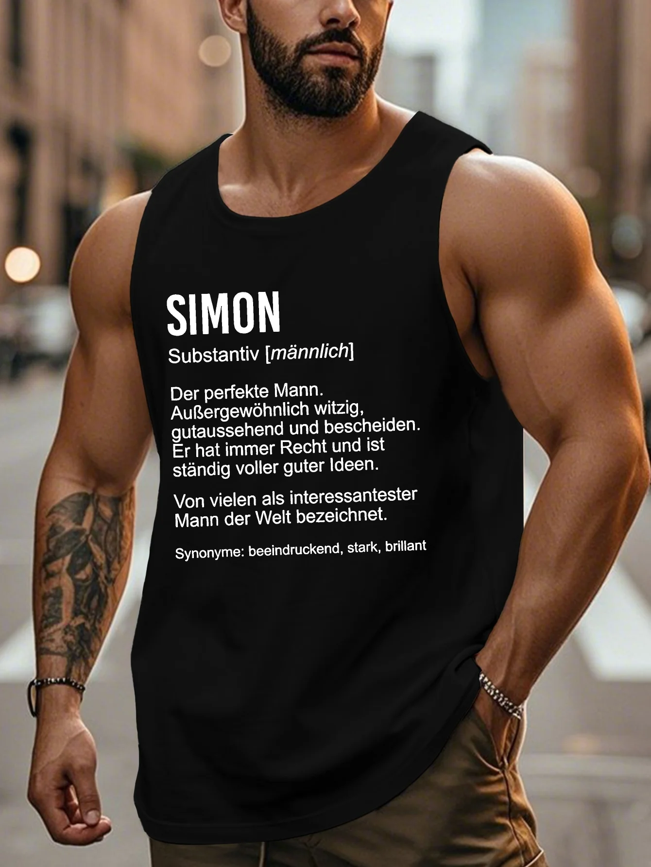 

SIMON's Humorous Quotes Comedy Title Explanation - Men's Large-Sized Jacket