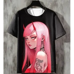 Anime Men's T-shirt Sexy Beauty 3D Printed T-shirts Harajuku Tees Short Sleeved Tee Casual Loose Oversized Men Y2k Clothing Tops