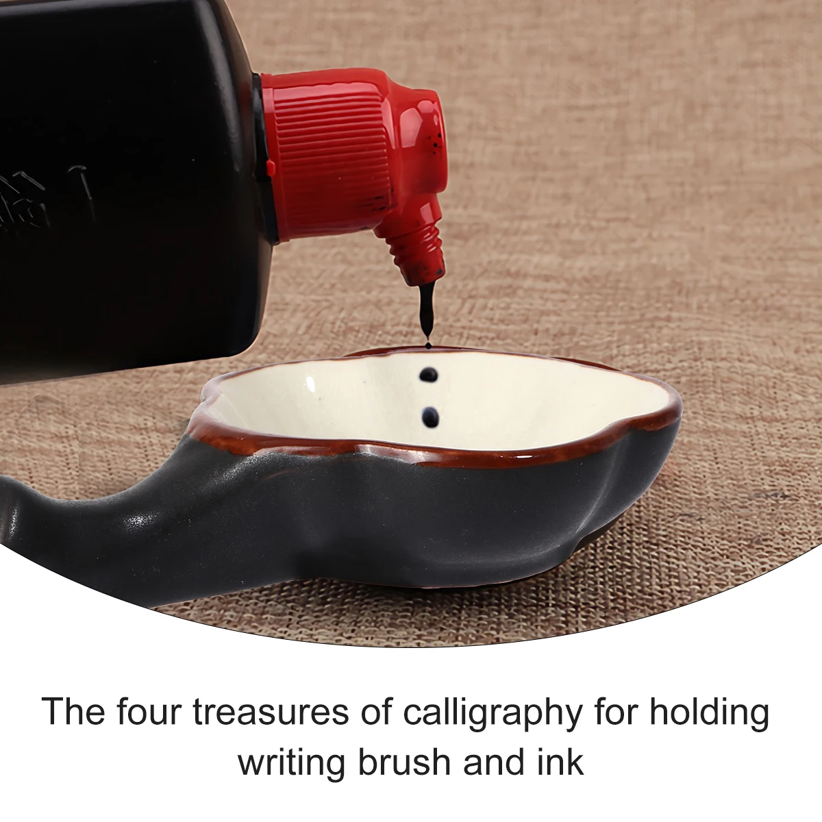 

Ice Crack Ceramic Ink Plate Color Mixing Tray Smooth Glazed Surface Calligraphy Brush Holder Chinese Calligraphy Tool