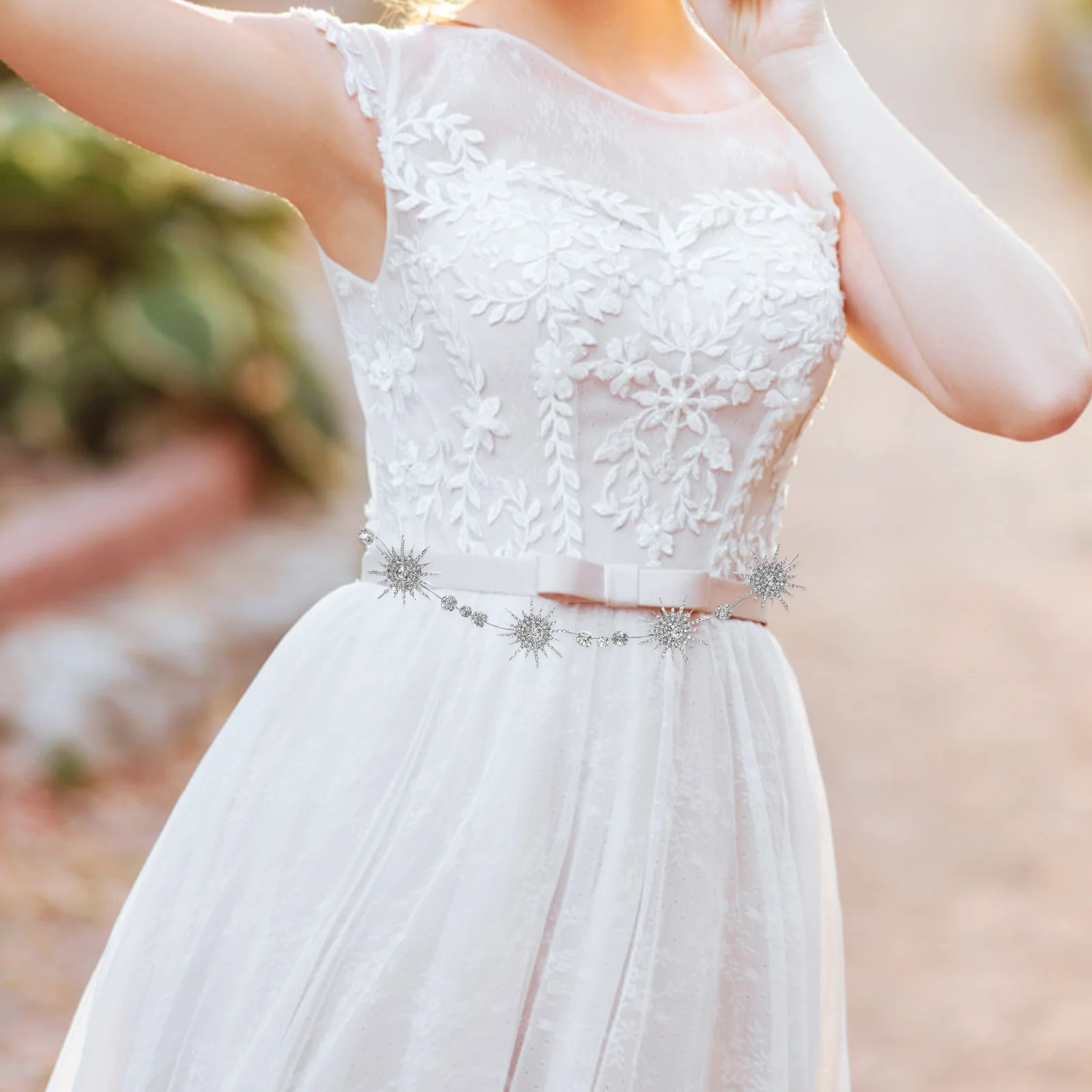 

Rhinestone Wedding Waist Belts Chain Bridal Accessories Zinc Alloy Dress Bling Golden Color Clips Banquet Sashes