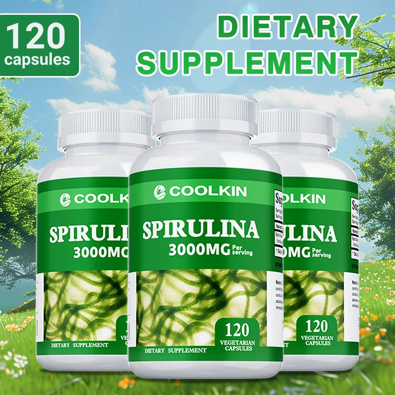 

Spirulina Capsules 3000mg - Supports Immune Health and Cardiovascular Function, and Enhances Digestion