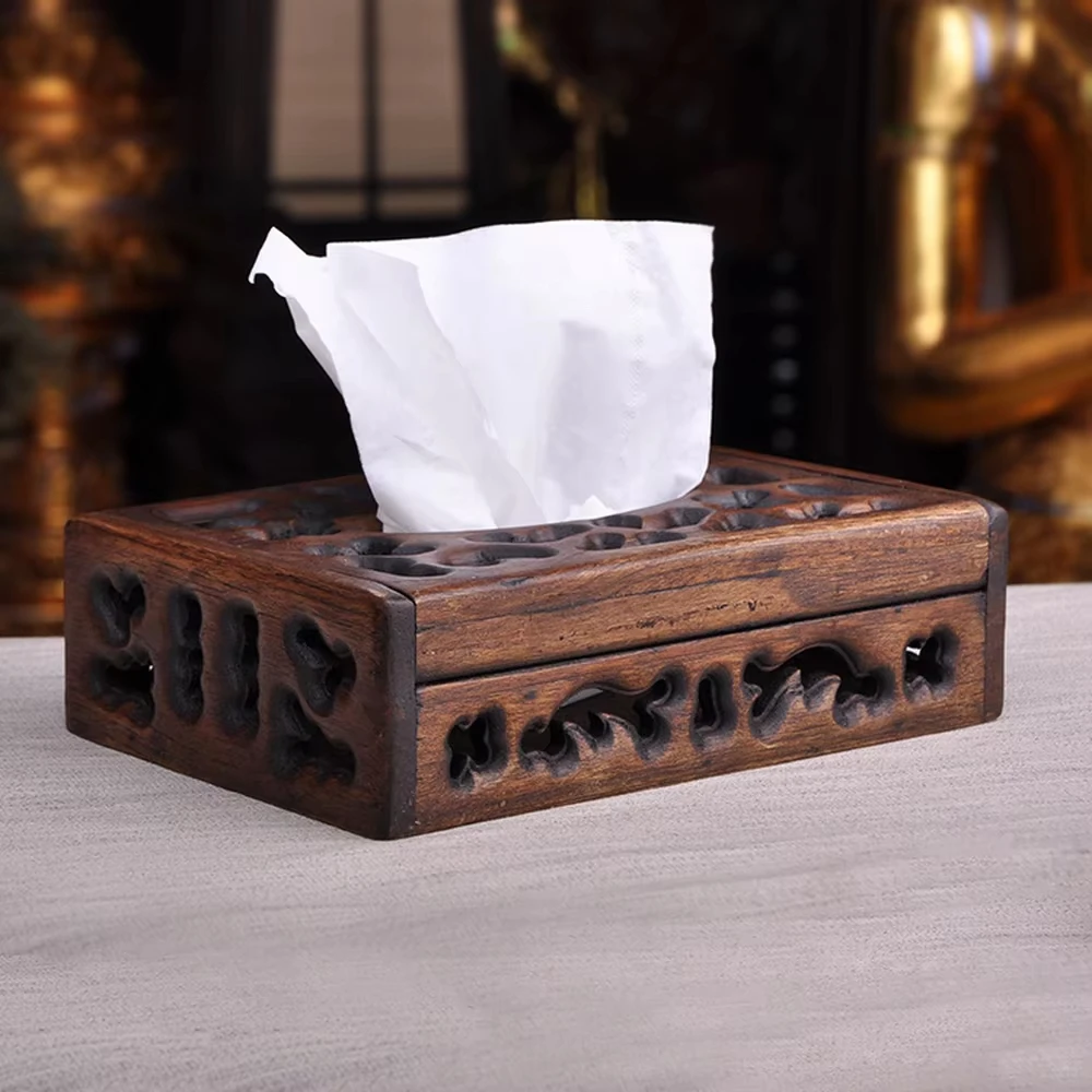

Thai Retro Wood Tissue Box Living Room Creative European Tray Paper Napkin For Kitchen Monster Dining Room Living Room