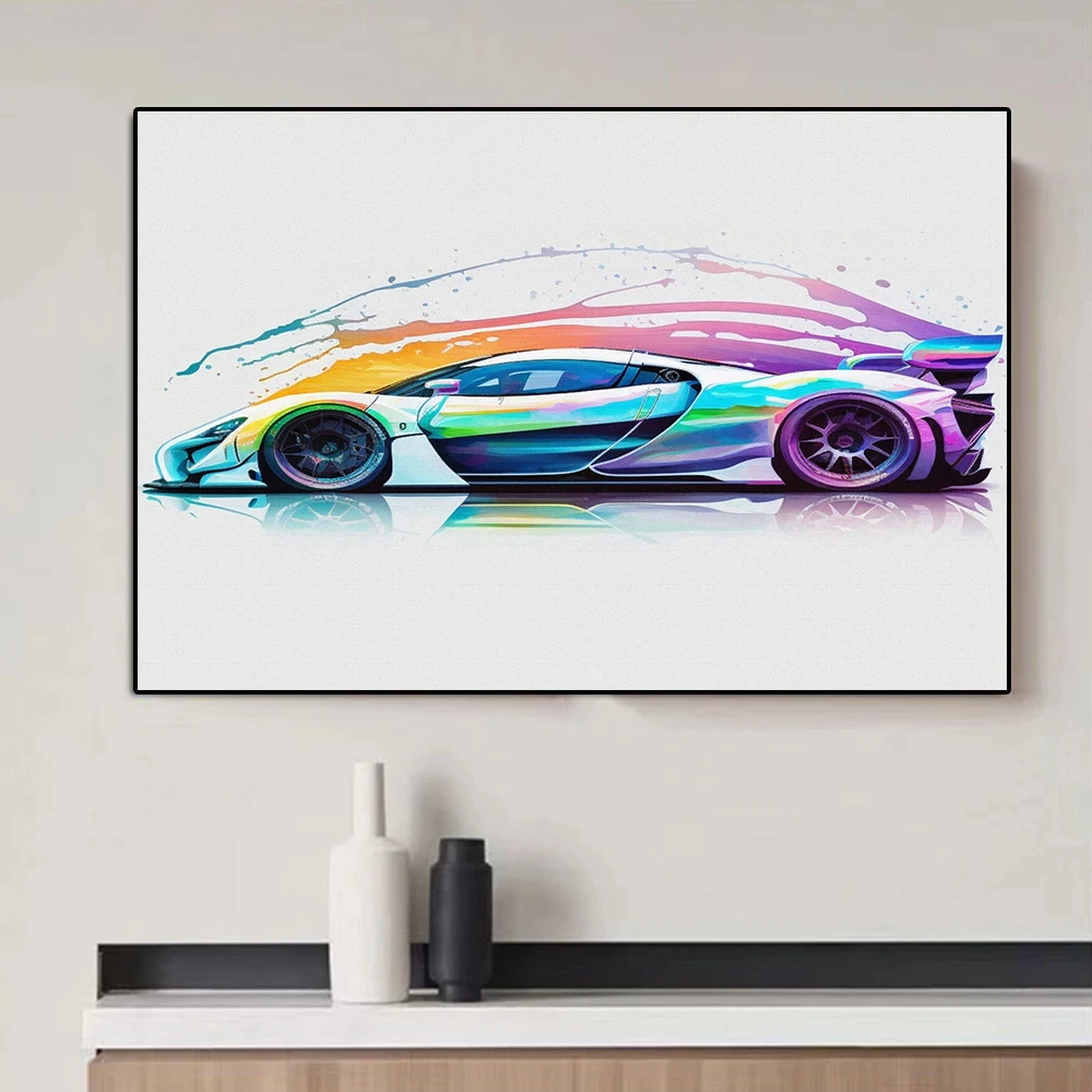 Canvas Painting Abstract Luxury Sports Car Watercolor Poster Racing Graffiti Supercar Wall Art Living Room Home Decoration