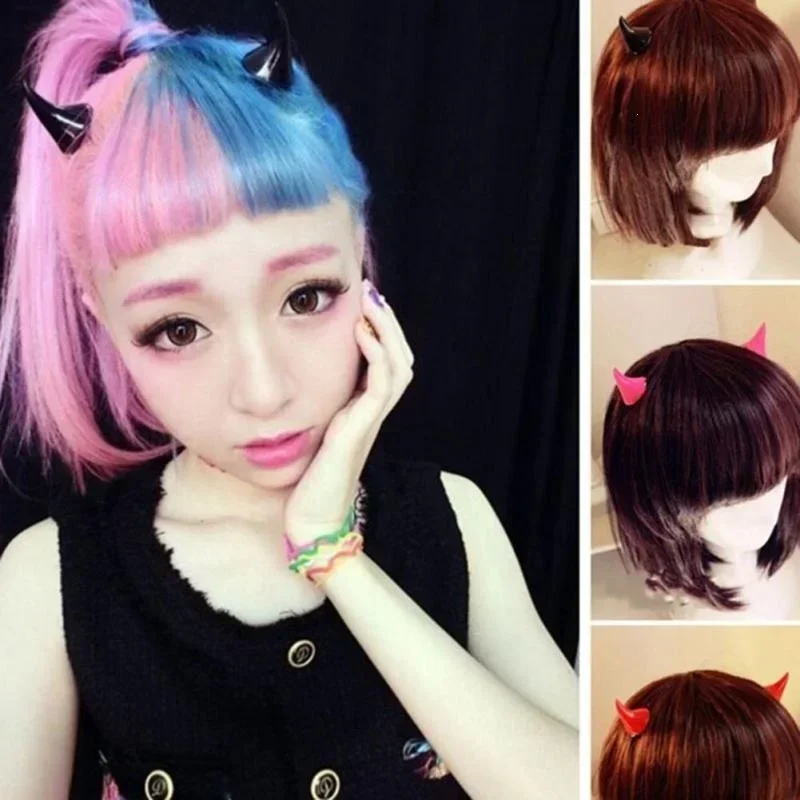 

Harajuku Wind Resin Little Devil Hair Clip Fluorescent Resin Horn Hair Clip Top Devil Edge Clip Headpiece Clips for Hair