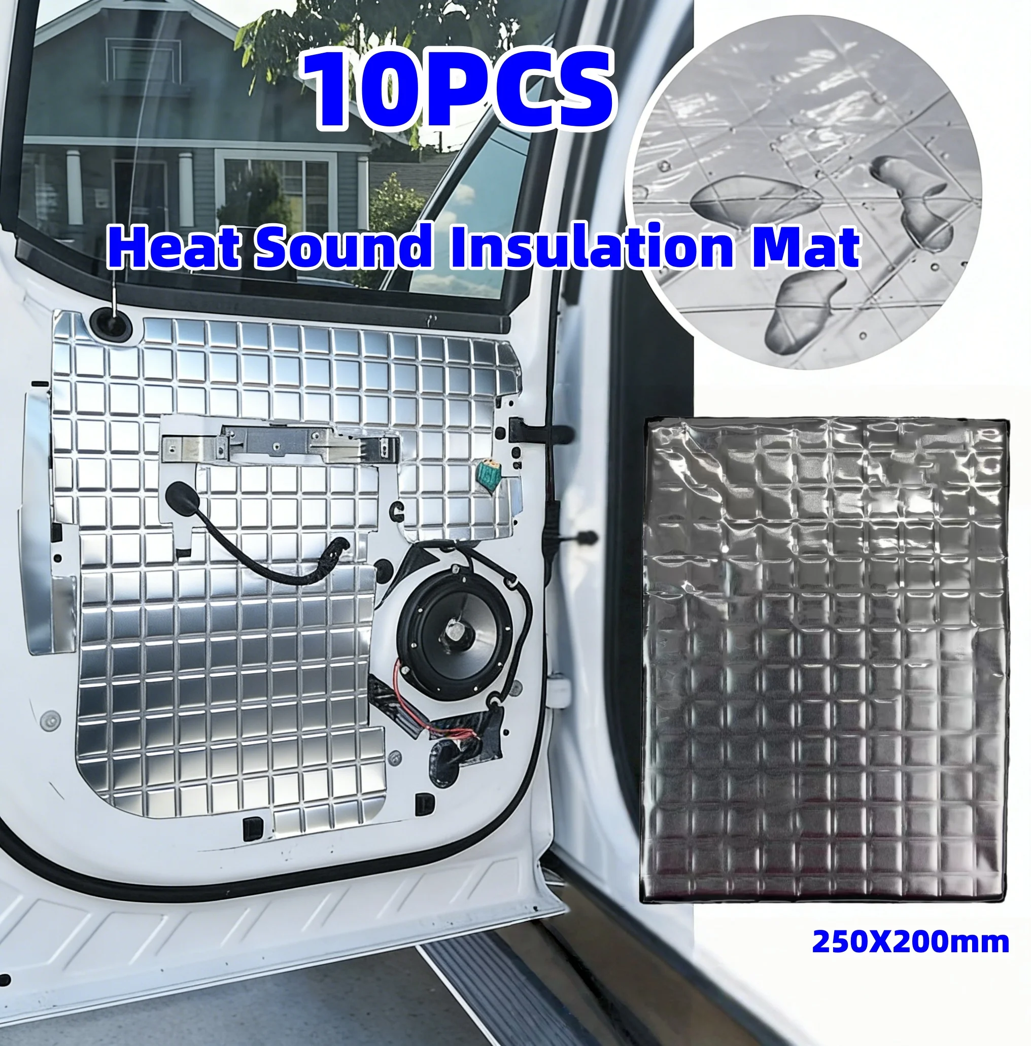 10Pcs Car Sound Mat Proofing Deadener Heat Noise Insulation Deadening Mat Auto Interior Accessories for Car Hood Deadening