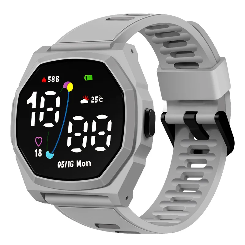 Relógio inteligente masculino feminino led relógios eletrônicos relógio homem à prova dwaterproof água smartwatch masculino display digital relógio de pulso botão bateria