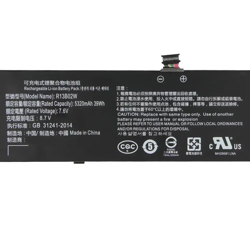 

R13B01W R13B02W For Xiaomi Notebook Air 13 13.3-inch 161301-01 Battery