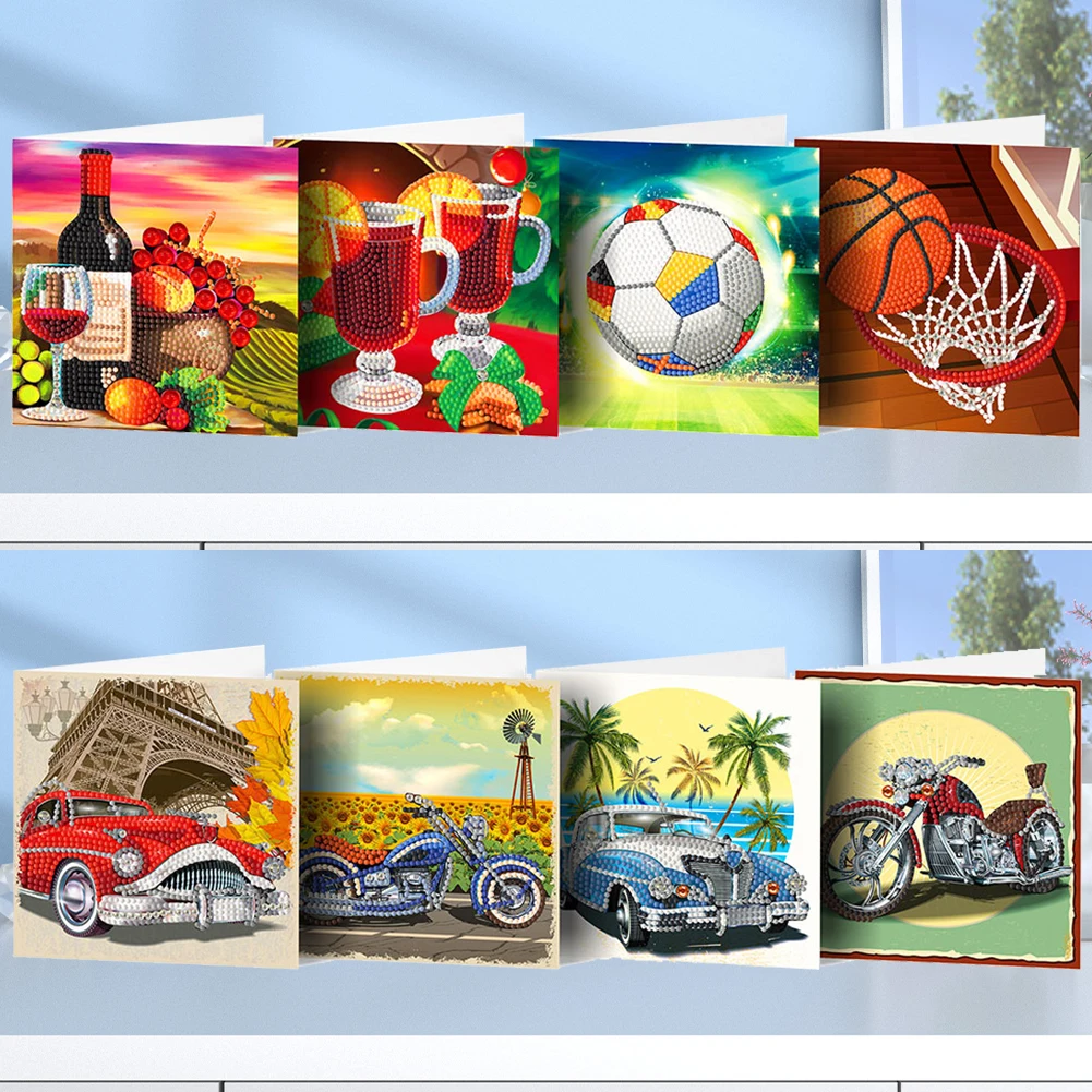 

8pcs DIY Rhinestone Diamond Art Mosaic Postcards Festival Party Theme Diamond Art Greeting Cards Congratulations Cards & Gifts