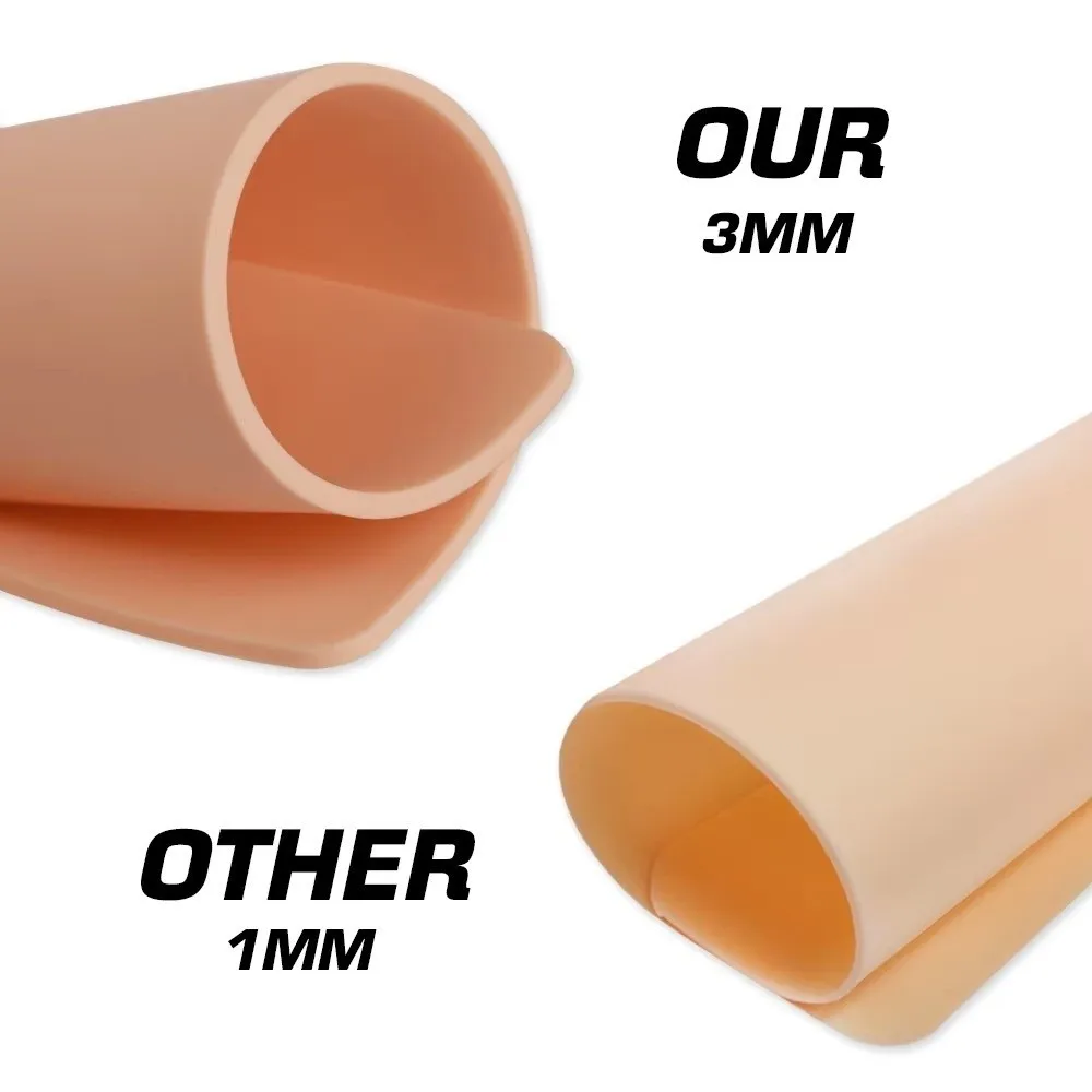 Piel de práctica de tatuaje suave de 3MM de espesor, piel falsa de silicona en blanco, tamaño grande, doble cara, piel de tatuaje de entrenamiento para maquillaje permanente