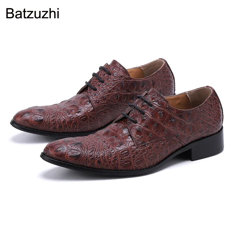 

Batzuzhi Italian Type Handmade Men Shoes Lace-up Brown/Black Fashion Oxford Shoes Men Formal Genuine Leather Dress Shoes, 38-46