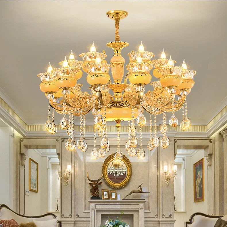 

Европейская свеча, хрустальная люстра из нефрита, атмосферная дуплексная вилла, свет для отеля, роскошная люстра из цинкового сплава