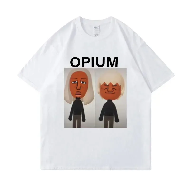 OPIUM Ken Carson Destroy Lonely T-Shirt Funny Wii Characters Meme Graphic T Shirts Men Cartoon Print T-shirt Male Oversized Tops