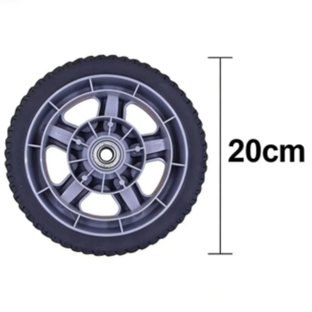 Lawn Mower Wheel Set Black 17cm Front 20mm Rear Smooth Rolling Replacement Parts For Grass Cutter Garden Equipment