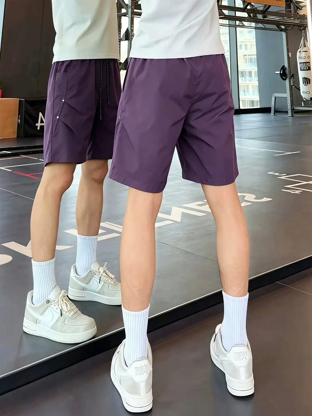 American Style Quick Dry Ice Silk Rivet Folded Short Pants Men's Handsome High End Feeling Loose Four Parts Casual Straight