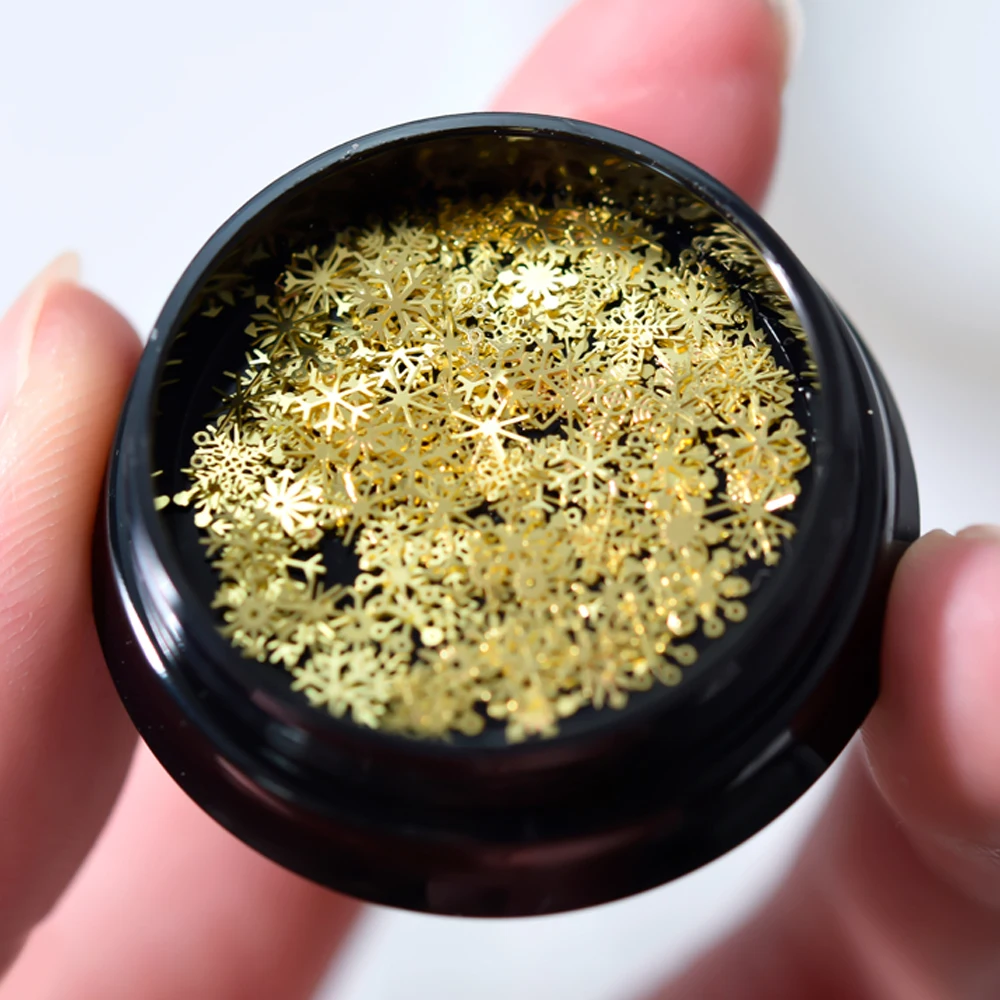 1Jar Schneeflocken Nagel Glitzer Pailletten Ausgehöhlte Nagelkunst Paillette Weihnachten Weiße Schneeflocken Weihnachten Flitter Maniküre Zubehör