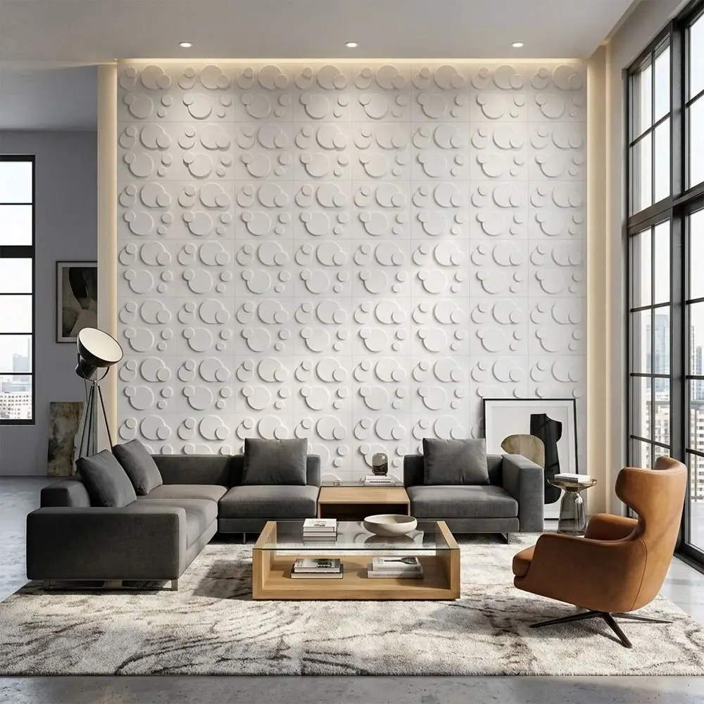 White 3D Wall Panel 50*50cm Embossed Texture Photography Backdrop Panel Three Dimensional Geometric Pattern